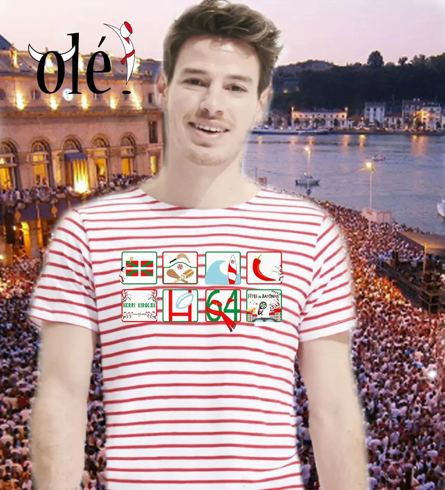 T shirt mariniere rouge et blanc homme sales